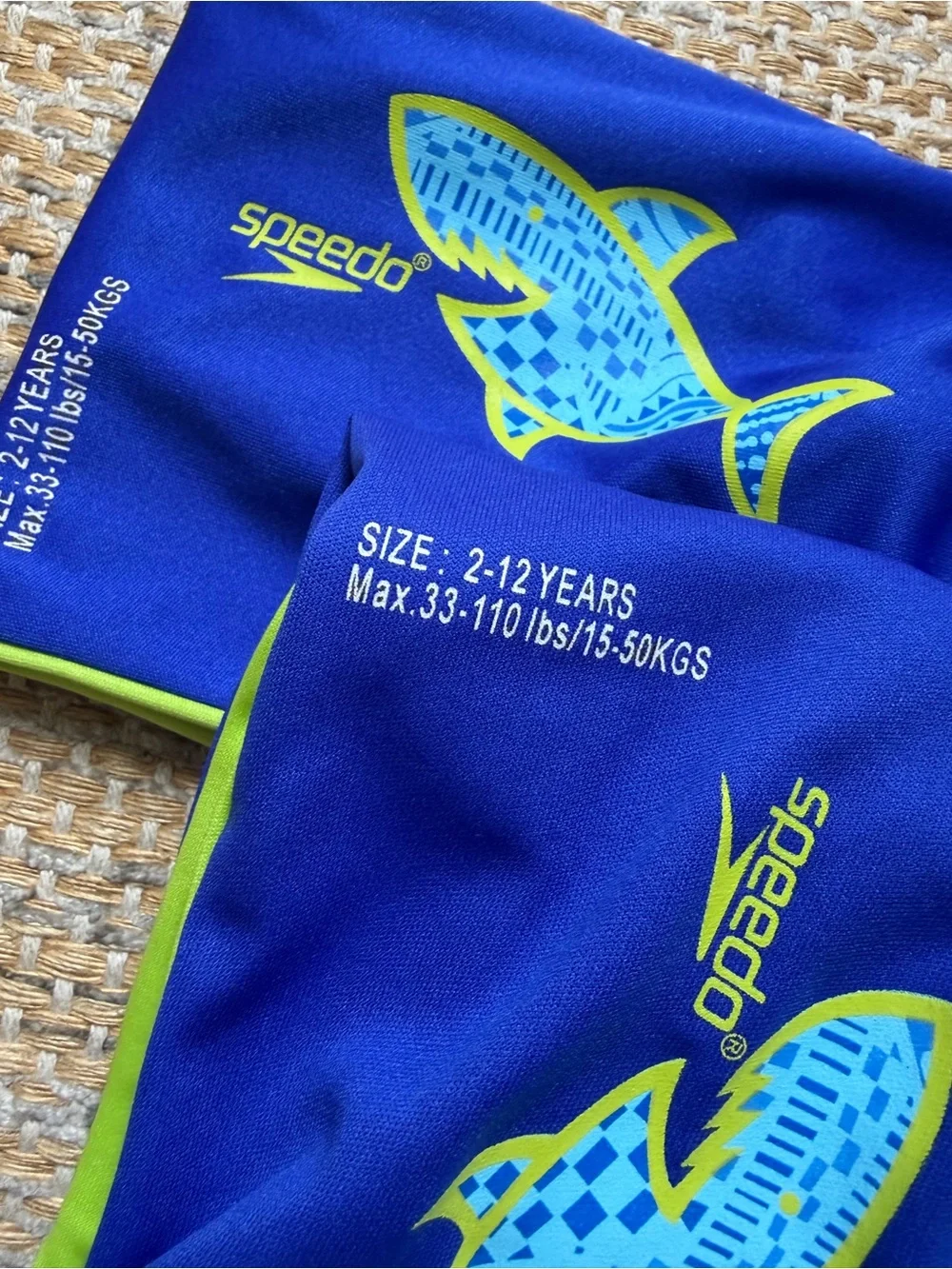 Speedo Boys Blue & Lime Swim Trunks with Fish Graphic
